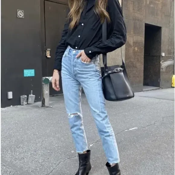 AGOLDE Riley High-Rise Straight Jean Light Wash Size 26 - Picture 2 of 8